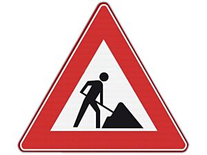 Verkeersbord RVV J16 - Werk in uitvoering