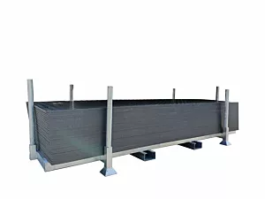 20x kunststof rijplaat 300x100x2cm inclusief stapelrek