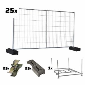 Set bouwhekken beter 3,5x2m 24kg 25xhek+voet+klem inclusief stapelrek