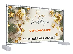 Bouwhekdoek kerstgroet 3,35x1,75m met eigen opdruk
