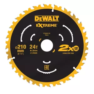 DeWALT cirkelzaagblad Extreme DT20432-QZ 210x30x24T