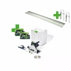 Festool invalzaag TSC 55 KEB-Basic 160mm incl. 2x 18V 5,0 Ah accu, geleiderail en railklemmen
