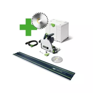 Festool invalzaag TS 60K-Plus 160mm met 2x 18V 5,0 Ah accu, geleiderail en railklemmen
