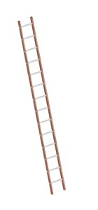 Layher ladder enkel hout met 14 aluminium sporten