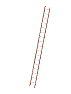 Layher ladder enkel hout met 17 aluminium sporten