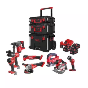 Milwaukee combiset 8-kit M18 FPP8E-553P FUEL (FPD3+FID3+FH+FSAG125X+FJS+FMT+FCS552+TLED)