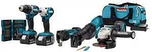 Makita combiset DLX5068TX1 18V voor slagschroeven, boren, slijpen en zagen