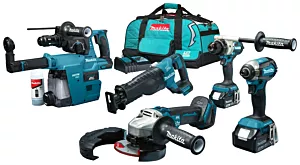 Makita combiset DLX5069TX1 18V voor allround tot zwaar boor-, schroef-, zaag- en slijpwerk