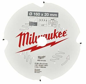 Milwaukee cirkelzaagblad vezelplaat 160x20 4tands