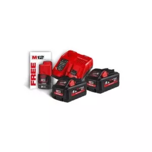 Milwaukee startset M18 HNRG-552 2x 5.5Ah lader 6A High Output gratis M12 B3