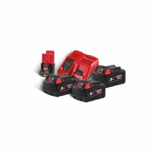 Milwaukee startset M18 NRG-503 3x 5Ah lader 6A gratis M12 B2