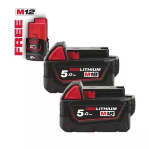 Milwaukee accuset M18 B52 2x 5Ah gratis M12 B2