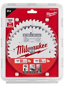 Milwaukee Cirkelzaagblad hout Twin Pack 165 x 20 x 1.6