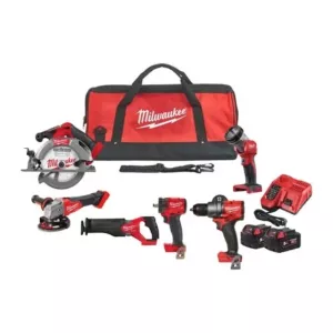 Milwaukee combiset 6-kit M18 FPP6H3-502B FUEL (FPD3+FIW2F12+FSZ+FSAG125X+FCS552+TLED)