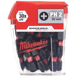 Milwaukee schroefbit set SHOCKWAVE PH2 25mm 25x