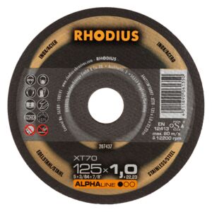 Rhodius Doorslijpschijf 125x22mm dikte 1 mm staal / inox uitvoering 