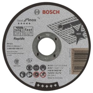 Bosch doorslijpschijf 115 x 1 x 22,23 mm voor inox