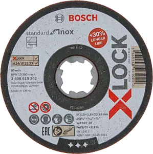 Bosch doorslijpschijf x-lock 125 x 1 x 22,23 mm voor inox 10 stuks