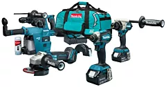 Makita combiset DLX4155TX1 18V voor allround tot zwaar boor-,schroef- en slijpwerk