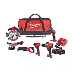 Milwaukee combiset 6-kit M18 FPP6H3-502B FUEL (FPD3+FIW2F12+FSZ+FSAG125X+FCS552+TLED)