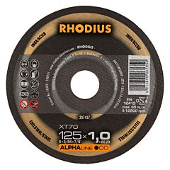 Rhodius Doorslijpschijf 125x22mm dikte 1 mm staal / inox uitvoering 