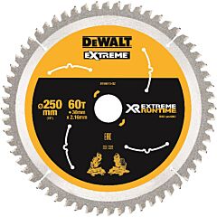 DeWalt cirkelzaagblad extreme runtime czb 250x30mm 60T